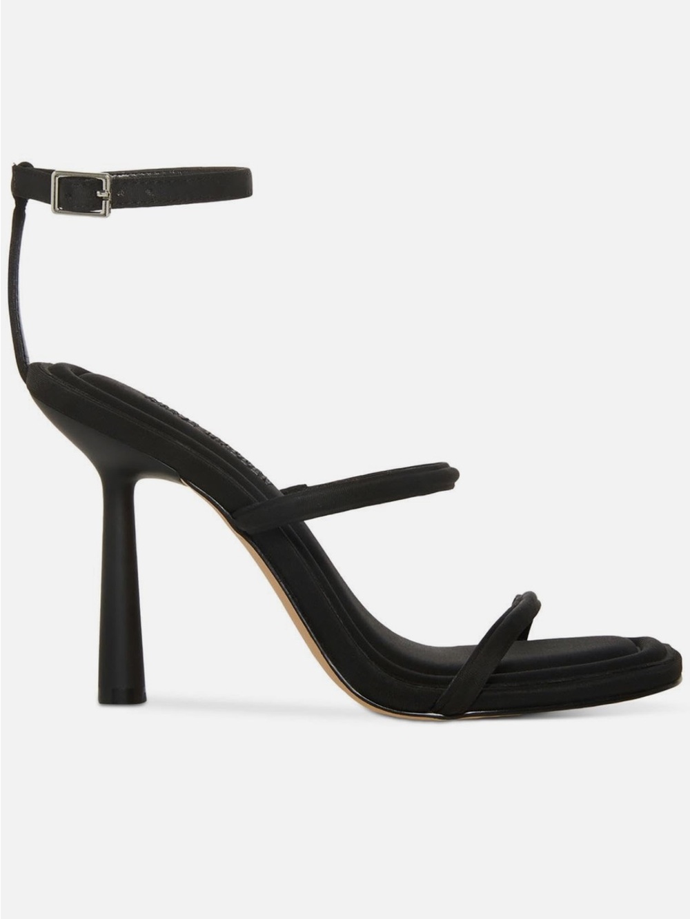 Steve Madden Black Minimalist Ankle‑Strap Stiletto Sandals